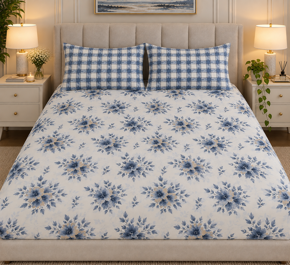 Blue Haven Floral Bedsheet